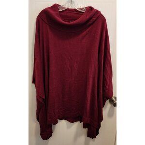 NWT Croft & Barrow Red Cowl Neck Poncho‎ Sweater Casual Women's Plus Size 0X/1X